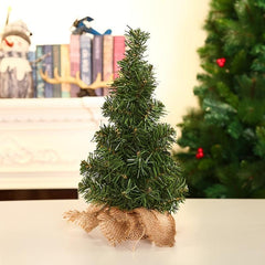 Tabletop Mini Christmas Tree Pine w/ Linen Base for Home Decoration