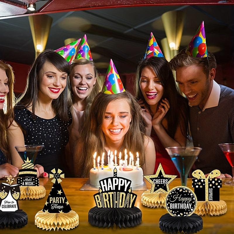 Birthday Party Table Toppers & Photo Booth Props - 24pcs Gold Decorations