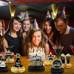 Birthday Party Table Toppers & Photo Booth Props - 24pcs Gold Decorations