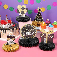 Birthday Party Table Toppers & Photo Booth Props - 24pcs Gold Decorations