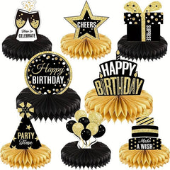Birthday Party Table Toppers & Photo Booth Props - 24pcs Gold Decorations