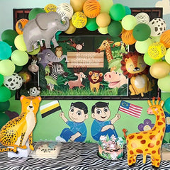 4pcs Jungle Safari Animals Balloons Set Forest Theme Party Decoration