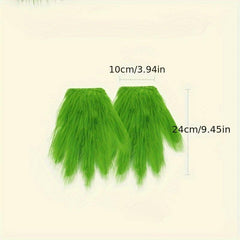 Green Christmas Gloves with Long Hair