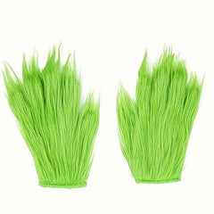 Green Christmas Gloves with Long Hair