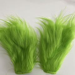 Green Christmas Gloves with Long Hair