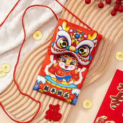 3D Dragon Year Red Envelope Bag with Rope Fabric Spring Wrap