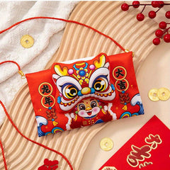 3D Dragon Year Red Envelope Bag with Rope Fabric Spring Wrap