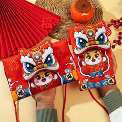 3D Dragon Year Red Envelope Bag with Rope Fabric Spring Wrap