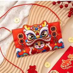 3D Dragon Year Red Envelope Bag with Rope Fabric Spring Wrap