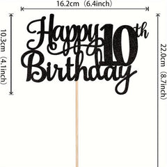 10th Birthday Cake Topper Glitter Cheers To 10 Years Cake Decorations