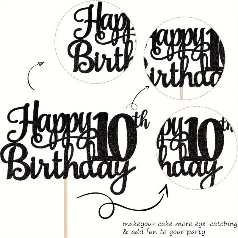 10th Birthday Cake Topper Glitter Cheers To 10 Years Cake Decorations