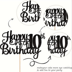 10th Birthday Cake Topper Glitter Cheers To 10 Years Cake Decorations