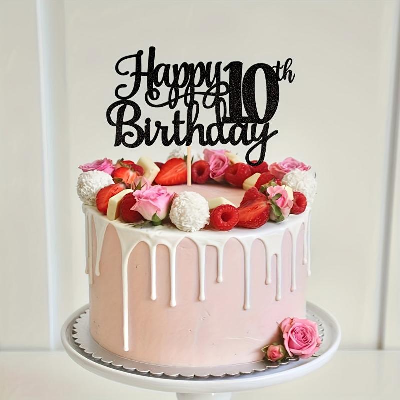 10th Birthday Cake Topper Glitter Cheers To 10 Years Cake Decorations