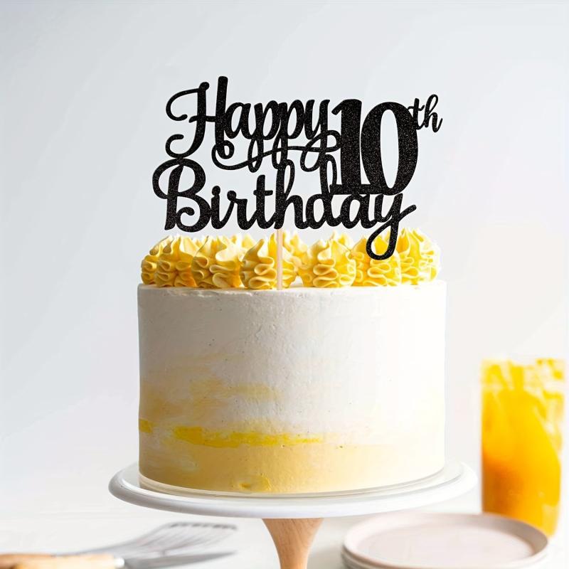 10th Birthday Cake Topper Glitter Cheers To 10 Years Cake Decorations