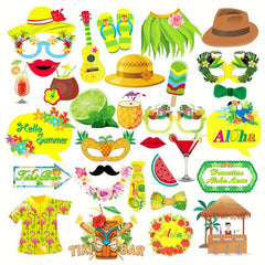 33pcs Hawaii Summer Photo Props Party Decoration Party Supplies