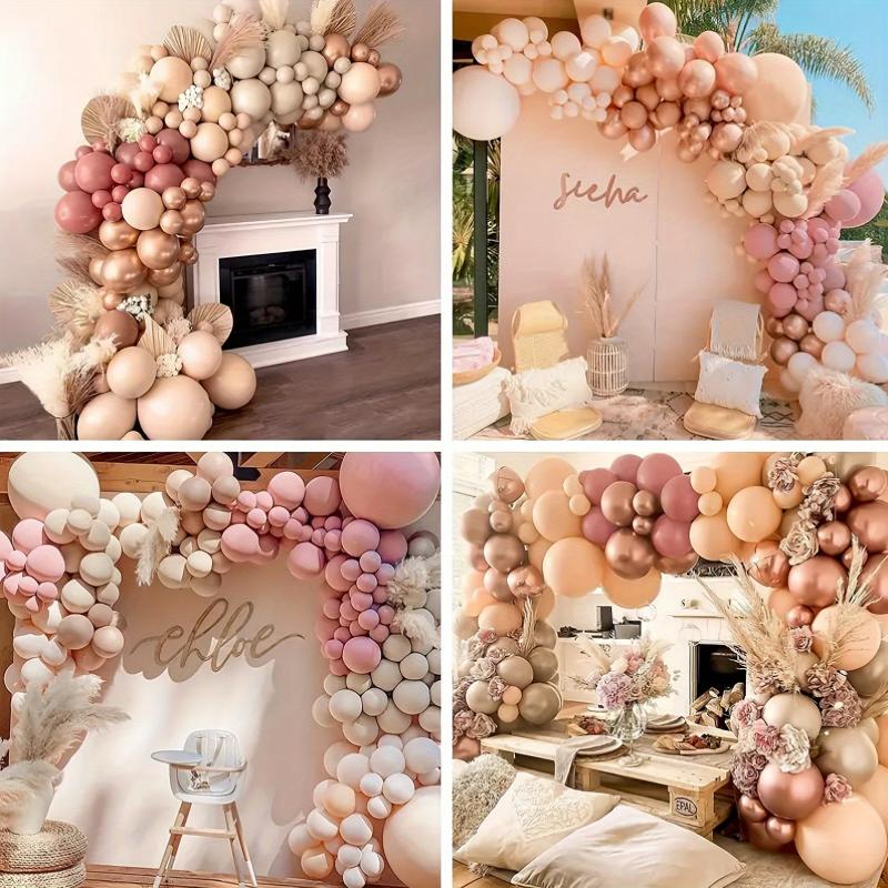 Vintage Pink Apricot Sand Metal Rose Golden Balloon Set