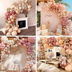 Vintage Pink Apricot Sand Metal Rose Golden Balloon Set