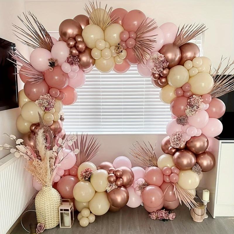 Vintage Pink Apricot Sand Metal Rose Golden Balloon Set