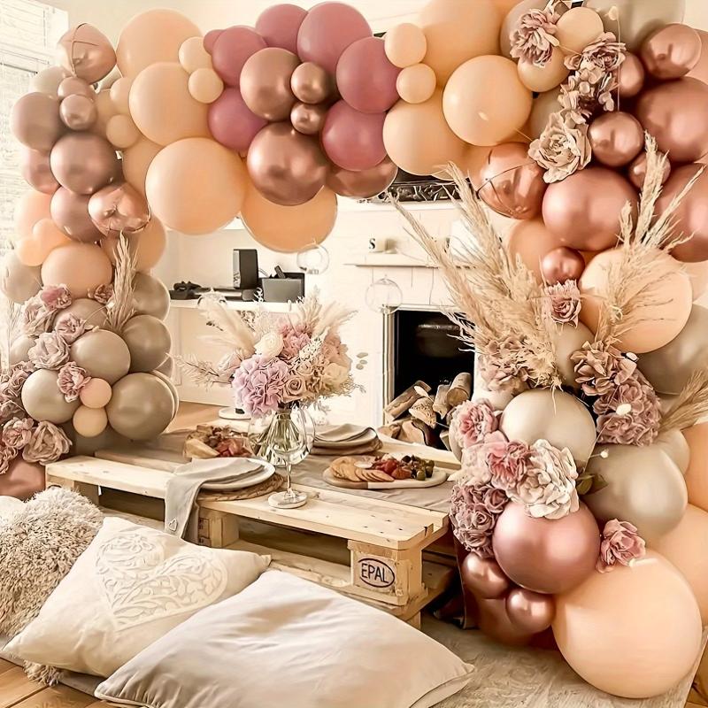 Vintage Pink Apricot Sand Metal Rose Golden Balloon Set