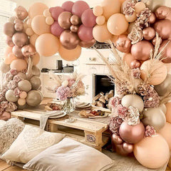 Vintage Pink Apricot Sand Metal Rose Golden Balloon Set
