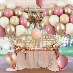 Vintage Pink Apricot Sand Metal Rose Golden Balloon Set