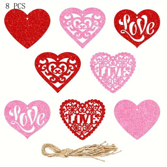 8pcs Heart Hanging Ornament Wedding Decoration Paper Love Tag