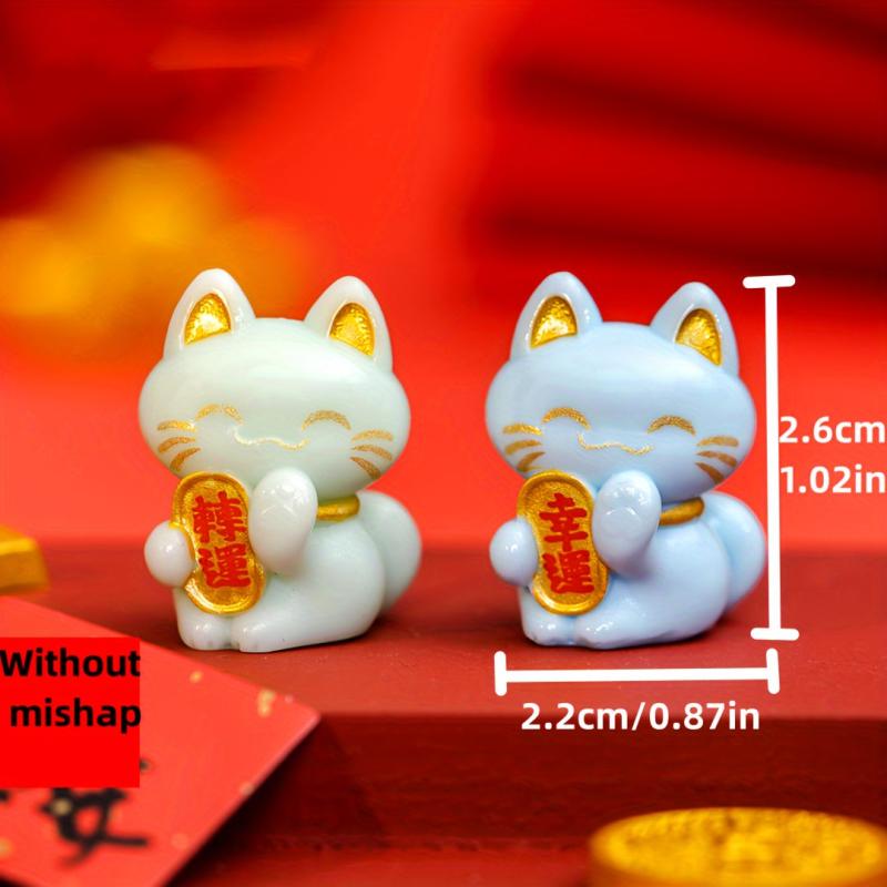 9pcs Spring Fortune Cat Figurines Good Luck Decoration