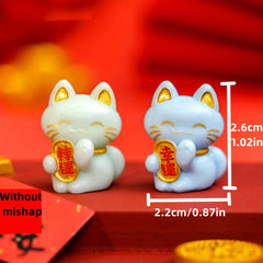 9pcs Spring Fortune Cat Figurines Good Luck Decoration