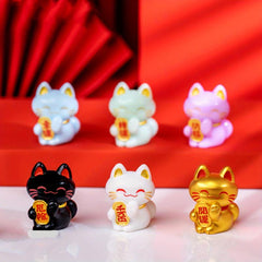 9pcs Spring Fortune Cat Figurines Good Luck Decoration