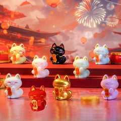 9pcs Spring Fortune Cat Figurines Good Luck Decoration