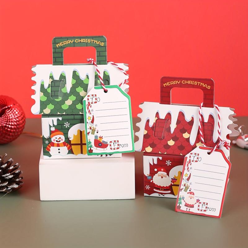 6pcs Christmas Gingerbread House Candy Cookie Snack Boxes Party Decoration