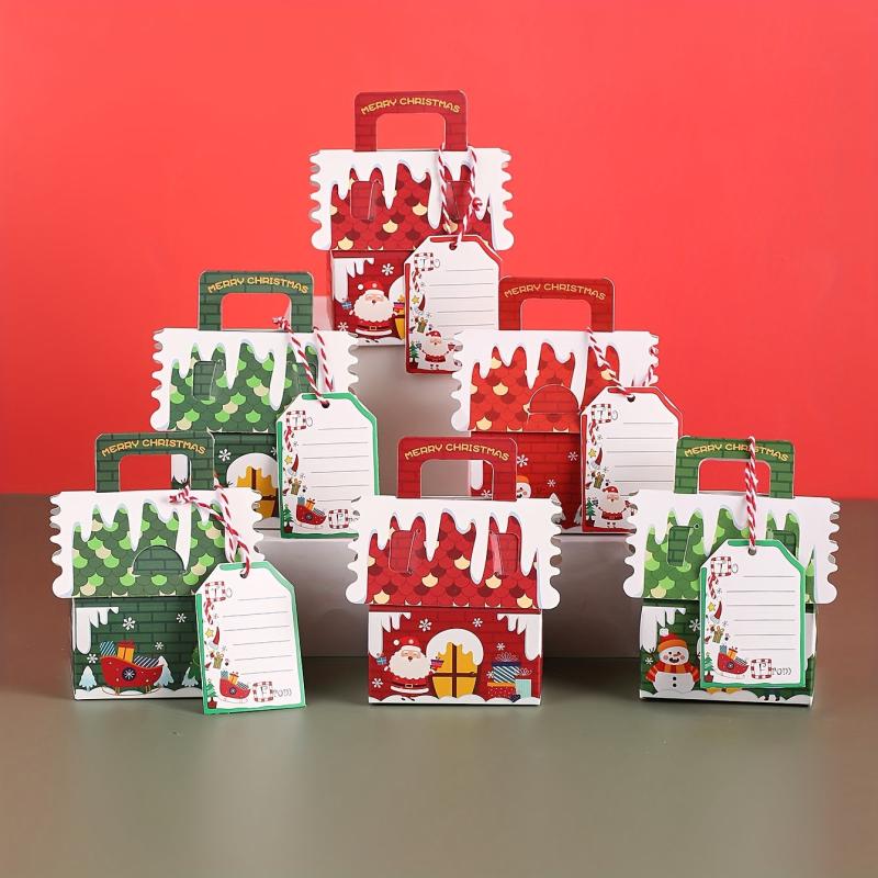 6pcs Christmas Gingerbread House Candy Cookie Snack Boxes Party Decoration