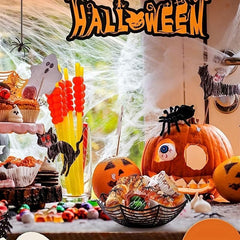 2pcs Halloween Candy Baskets Spider Web Bowl Fruit Plate Decoration