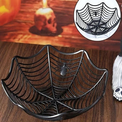 2pcs Halloween Candy Baskets Spider Web Bowl Fruit Plate Decoration