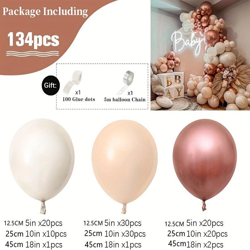 134pcs Rose Golden Balloon Flower Wreath Arch Set Blush Pink Party Decoration