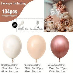 134pcs Rose Golden Balloon Flower Wreath Arch Set Blush Pink Party Decoration