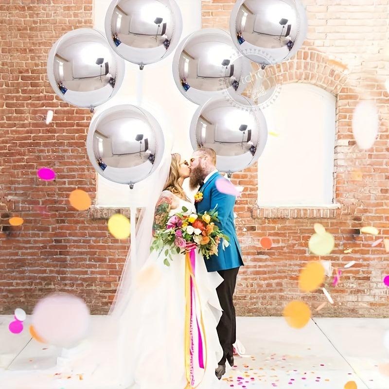 6pcs Silvery Golden 4D Foil Balloons For Bachelorette Wedding Birthday