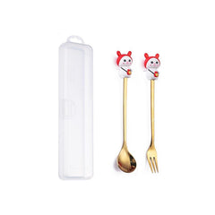 4pcs Easter Rabbit Spoon Fork Set Stainless Steel Coffee Spoon Gift Decoration