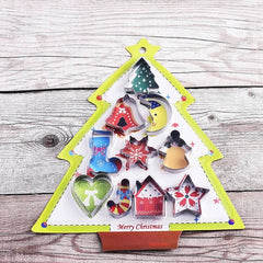 10pcs Christmas Cookie Cutters Stainless Steel Biscuit Molds Kitchen Accessories