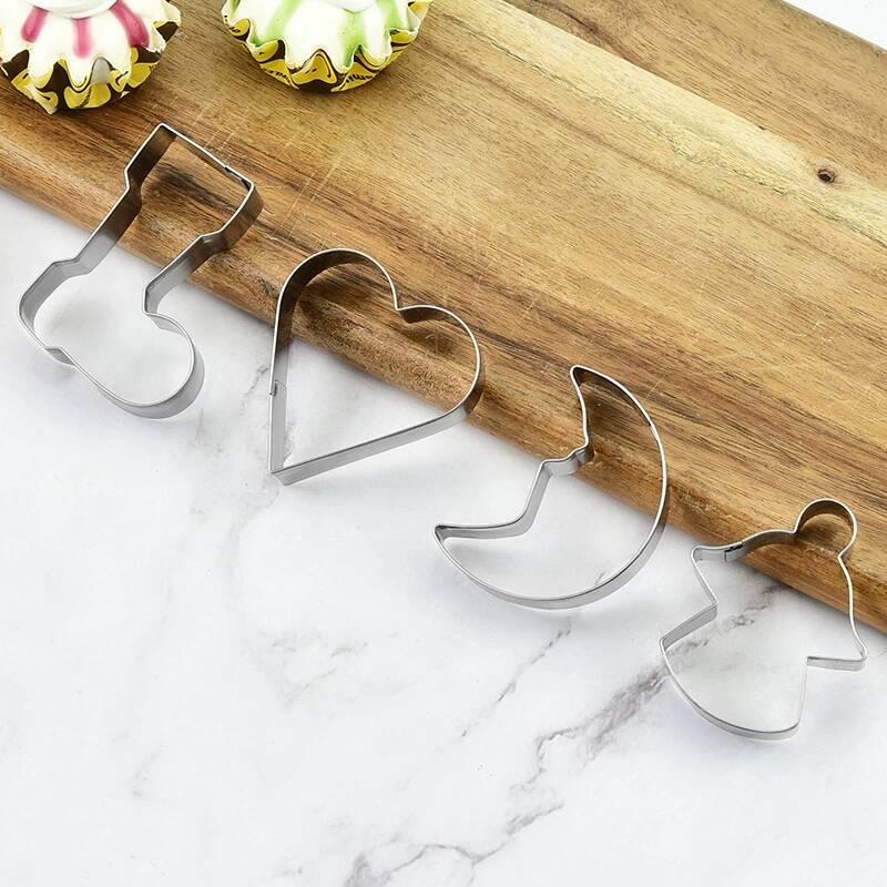 10pcs Christmas Cookie Cutters Stainless Steel Biscuit Molds Kitchen Accessories