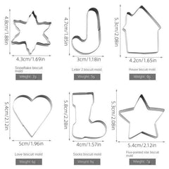 10pcs Christmas Cookie Cutters Stainless Steel Biscuit Molds Kitchen Accessories