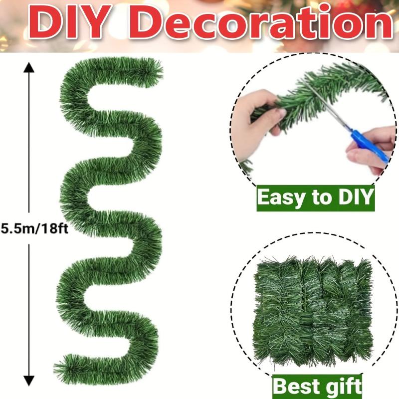 Artificial Christmas Garland Green Soft Greenery Decoration