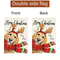 Christmas Garden Flag Double Sided Golden Retriever Dog Flag Welcome Winter Xmas