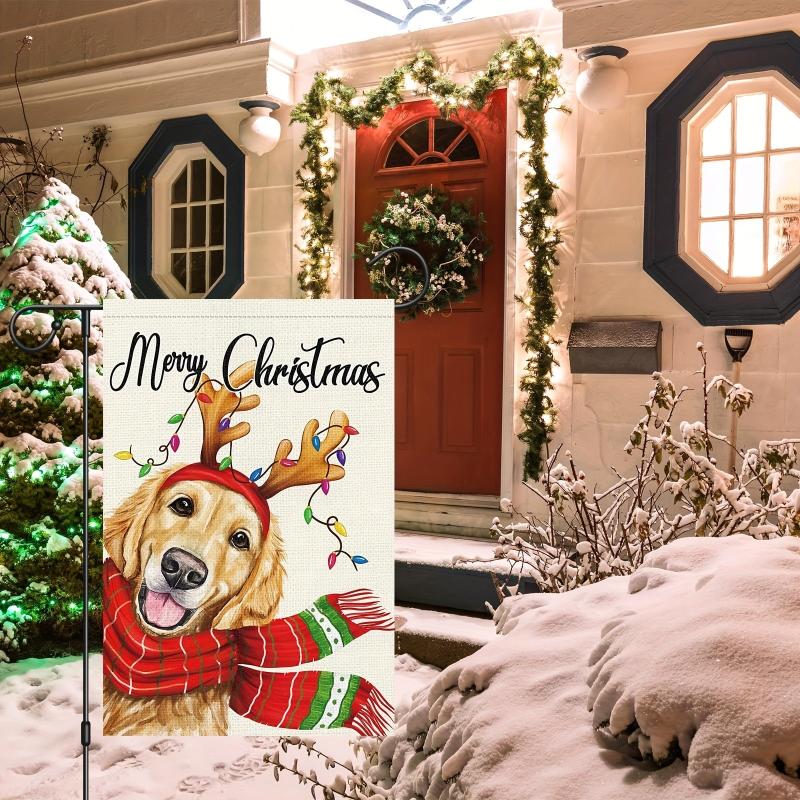 Christmas Garden Flag Double Sided Golden Retriever Dog Flag Welcome Winter Xmas