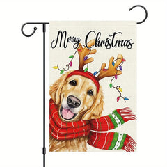 Christmas Garden Flag Double Sided Golden Retriever Dog Flag Welcome Winter Xmas
