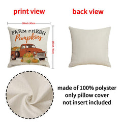 Thanksgiving Pillow Cover Sofa Cushion Linen Maple Leaf Pumpkin Pillowcase