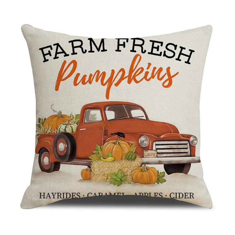 Thanksgiving Pillow Cover Sofa Cushion Linen Maple Leaf Pumpkin Pillowcase
