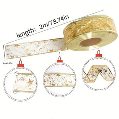 Golden Hot Stamping Ribbon Musical Notes Stars Christmas Tree Decor