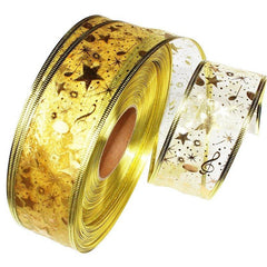 Golden Hot Stamping Ribbon Musical Notes Stars Christmas Tree Decor