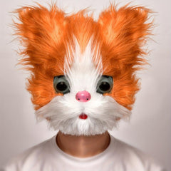 Halloween Plush Animal Head Covers Masquerade Cat Headgear